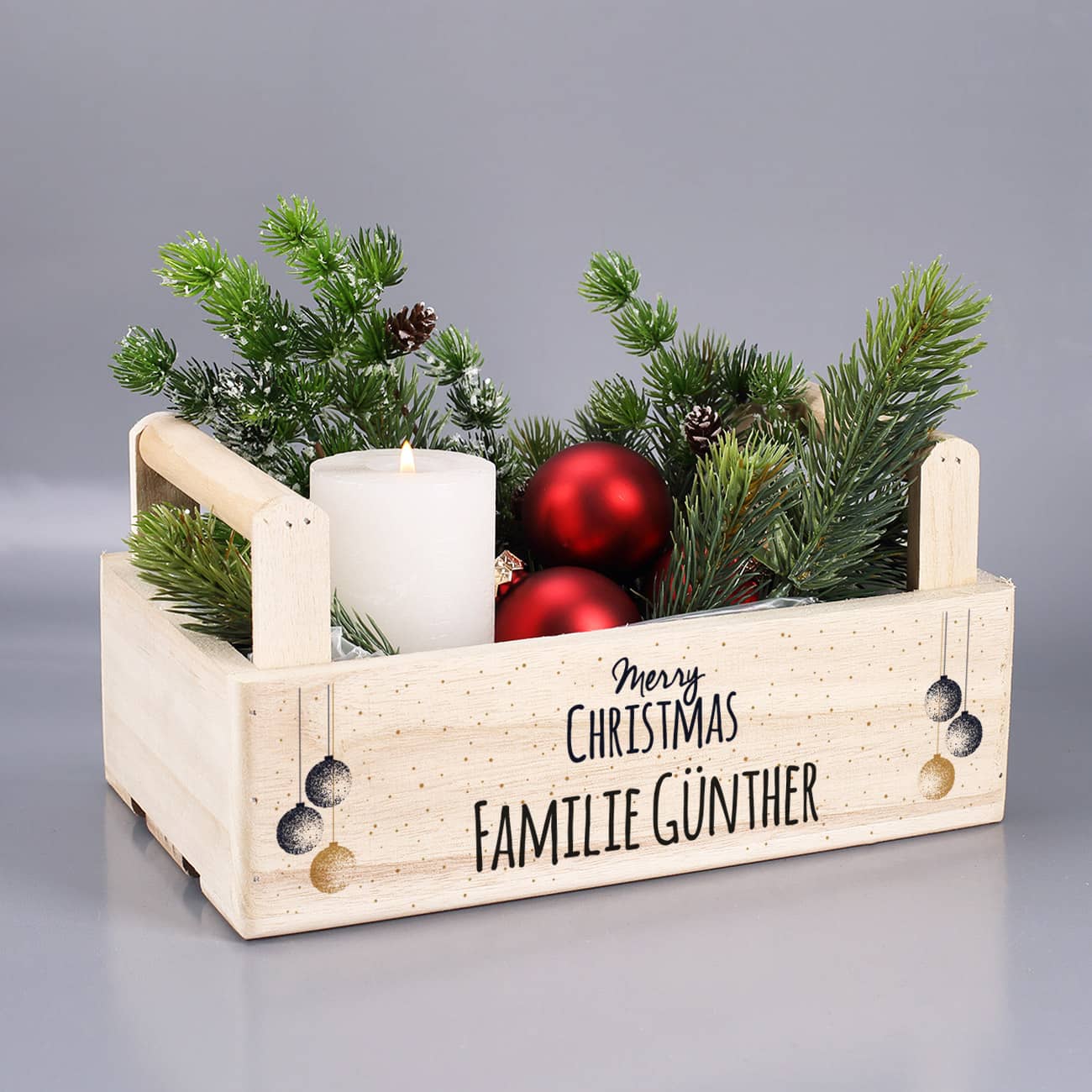 Bedruckter Pflanzkorb zu Weihnachten