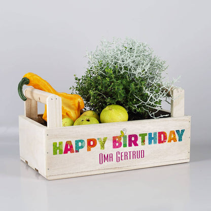 Dekorative Pflanzkiste "Happy Birthday" zum Geburtstag