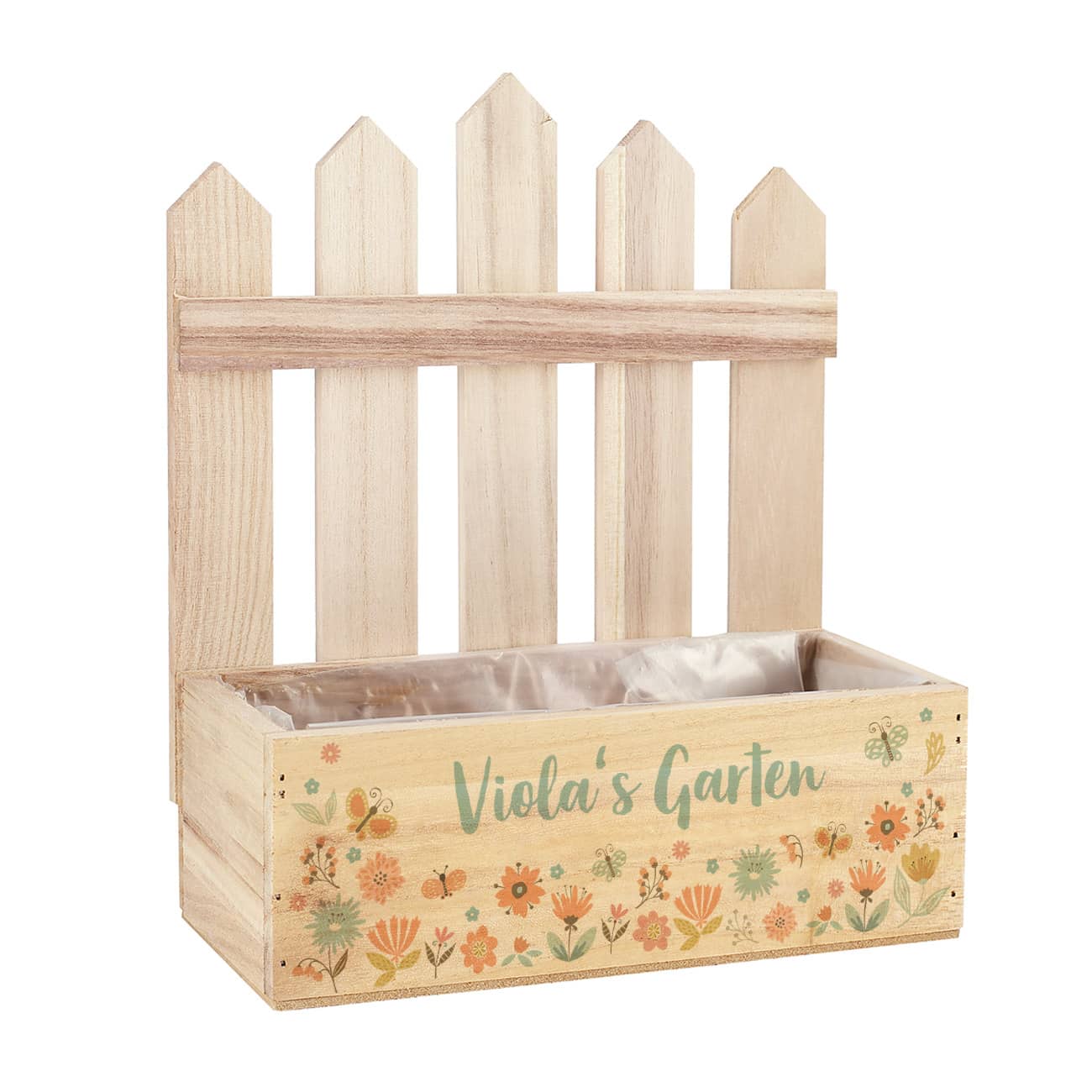 Motiv mit Blumen und Schmetterlingen personalisiert mit Text