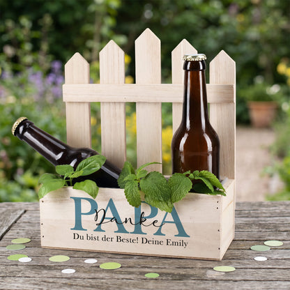 Bedruckte Pflanzkiste für Papa mit Wunschtext