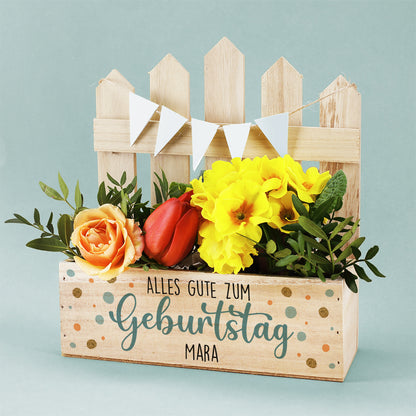 Geburtstagsgeschenk - personalisierte Pflanzkiste mit Name