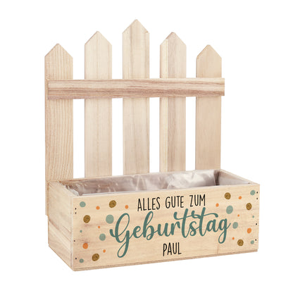 Pflanzkiste aus Holz zum Geburtstag mit Name