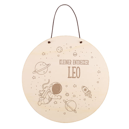 Türschild aus Holz mit Weltraum-Motiv fürs Kinderzimmer