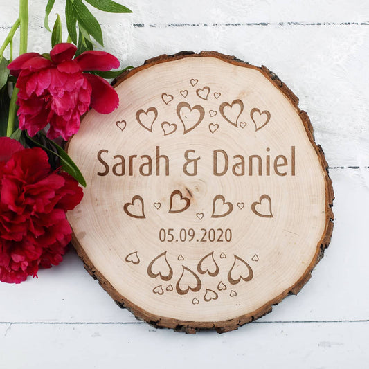 Gravierte Baumscheibe aus Echtholz