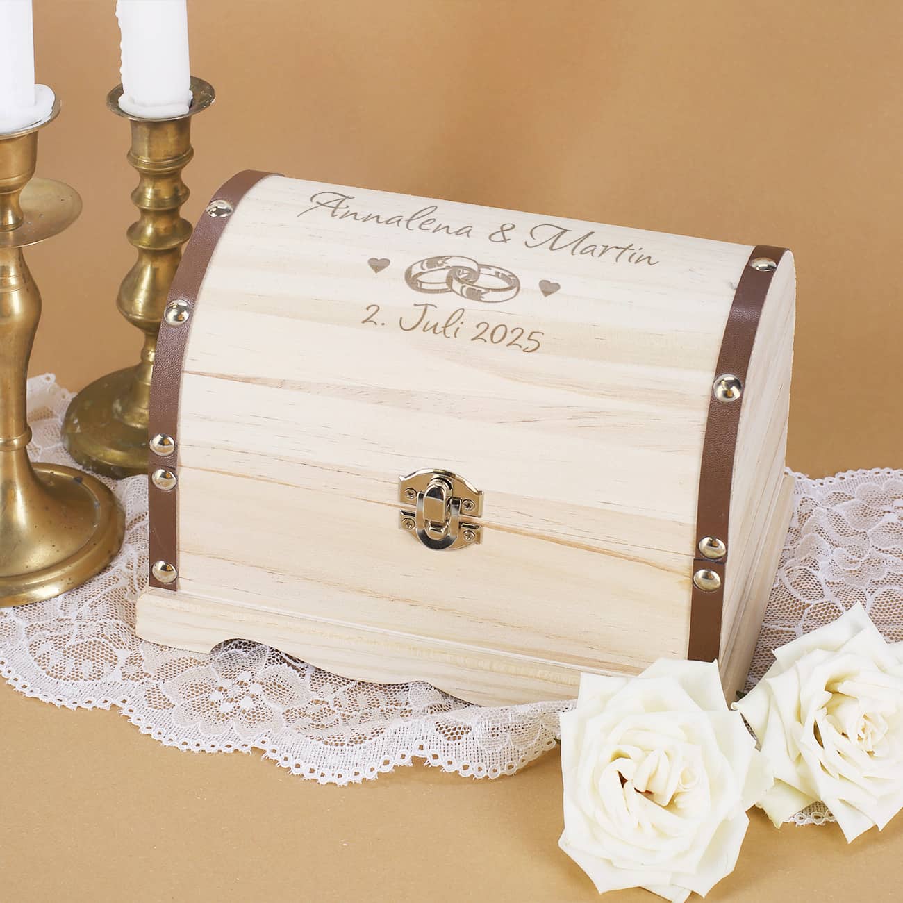 Persönliche Schatztruhe zur Hochzeit mit Gravur