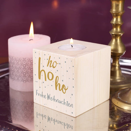 Teelichthalter Ho Ho Ho mit Ihrem Wunschtext