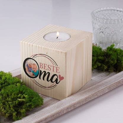 Teelichthalter mit Ihrem Lieblingsfoto für die beste Oma
