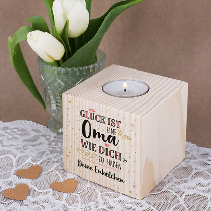 Holz Teelicht für Omas mit Wunschtext