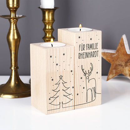 Gefertigt aus Holz mit natürlicher Maserung & Aussparungen für Teelichter