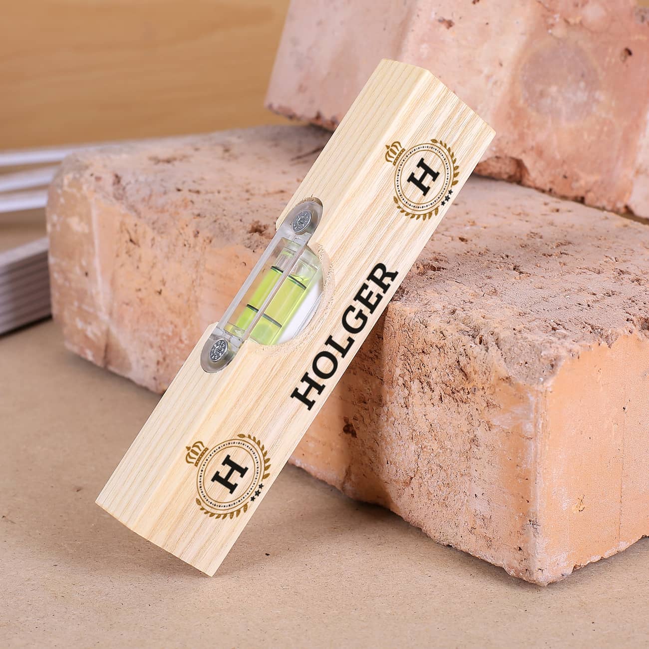 Bedruckte Wasserwaage im Kleinformat