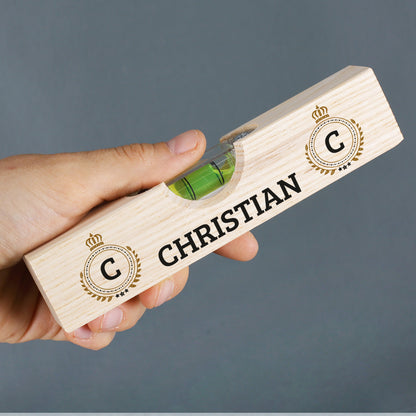 Mini Wasserwaage mit Name und Initiale bedruckt