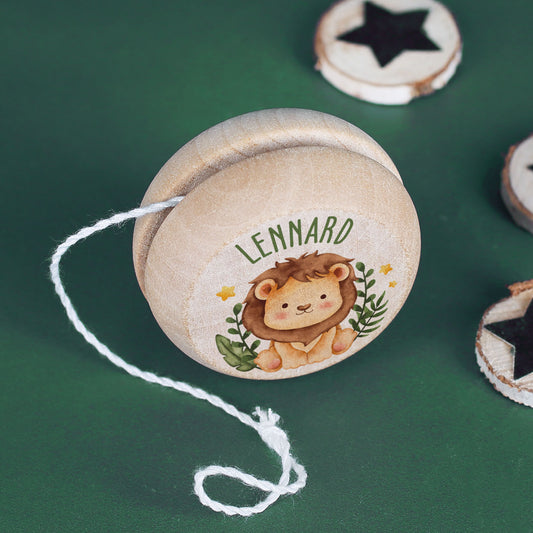 Bedrucktes Holz-Jojo mit niedlichem Löwen