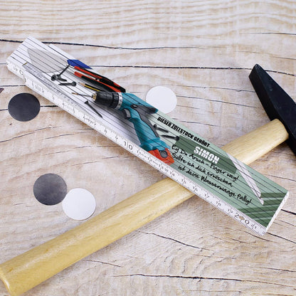 Praktischer Zollstock aus Holz mit ustigen Spruch und Wunschnamen