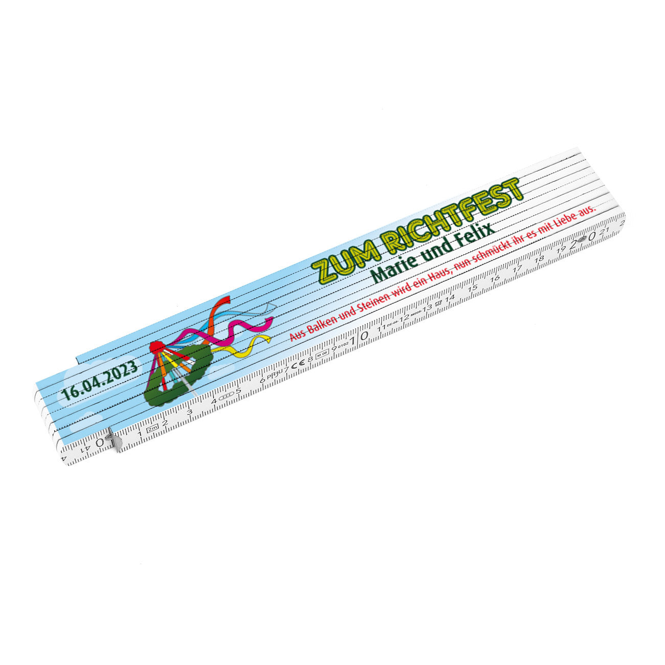 Maßstab zum Richtfest mit Personalisierung