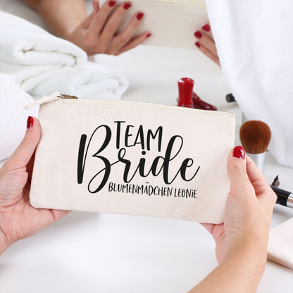 Beautycase mit Namensaufdruck | Team Bride | 5 Farben & Größenauswahl