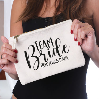 Beautycase mit Namensaufdruck | Team Bride | 5 Farben & Größenauswahl