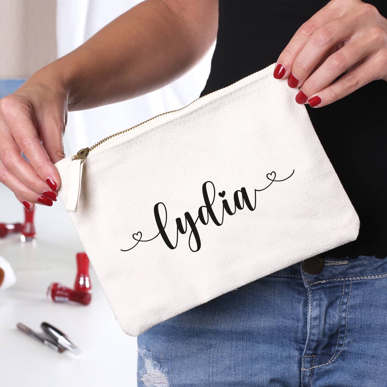 Beautycase in 5 Farben mit Namensaufdruck