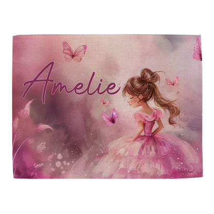 Platzdeckchen aus Stoff mit Prinzessin und Namensaufdruck