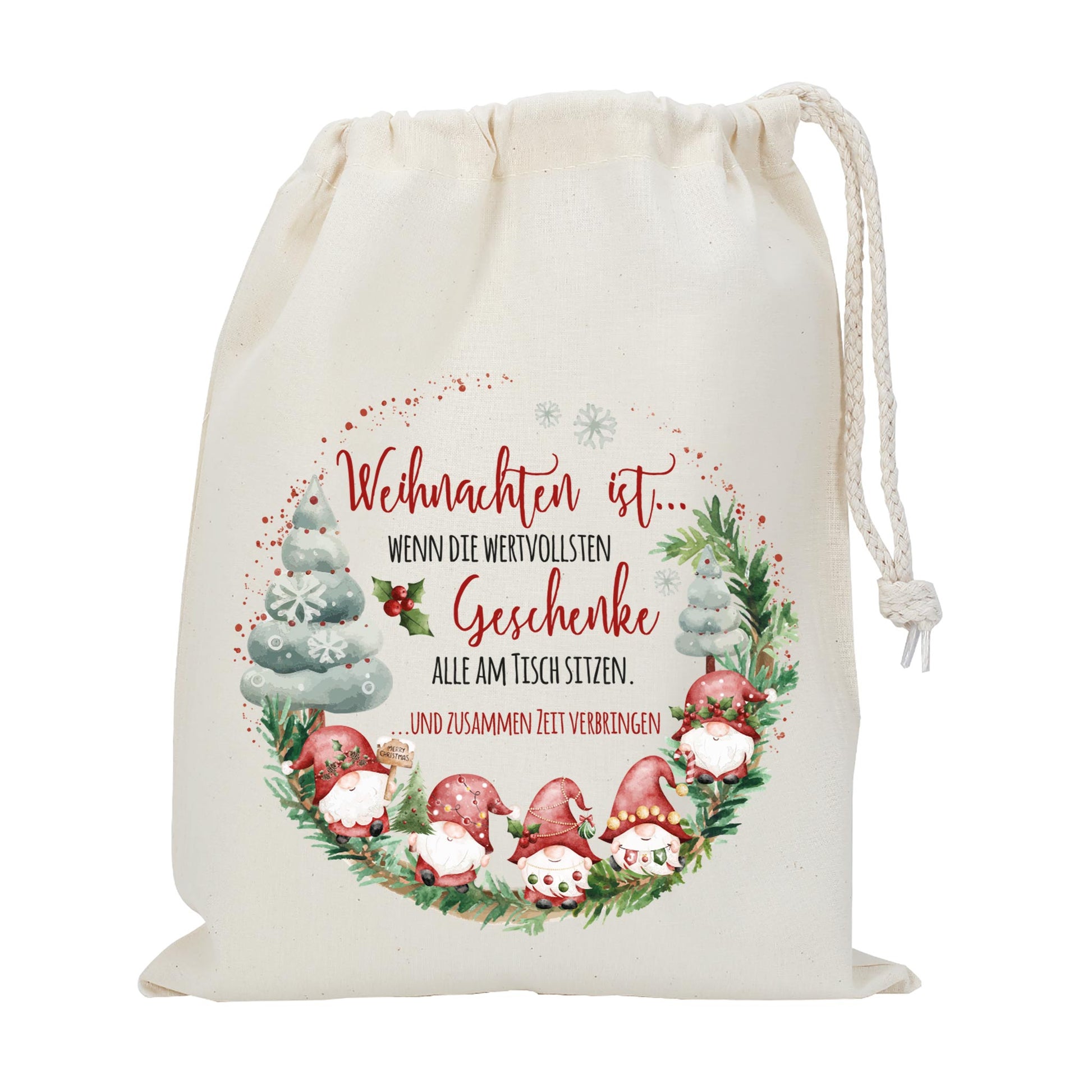 Mittlerer Geschenksack aus Baumwolle, Personalisierung mit Wunschtext