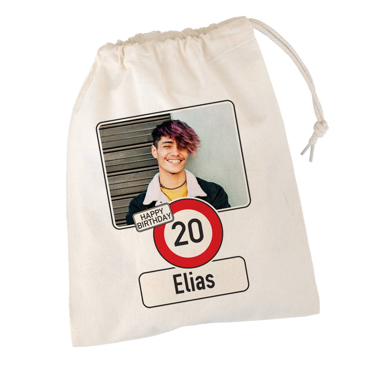 Kleiner Geschenksack zum Geburtstag mit Verkehrszeichen