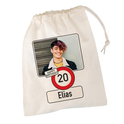 Kleiner Geschenksack zum Geburtstag mit Verkehrszeichen