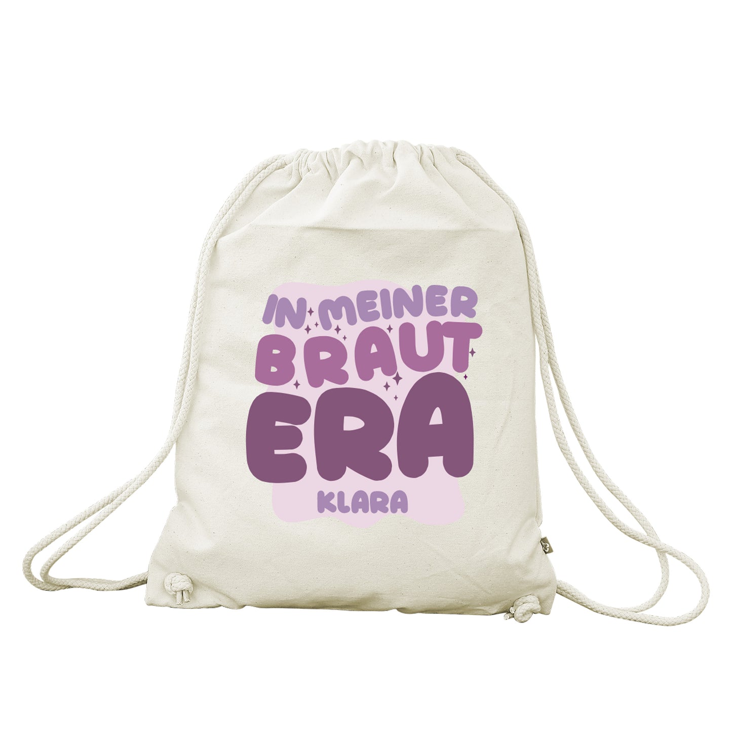 JGA Baumwoll-Rucksack mit Wunschname für die Braut-to-be | Schwarz & Natur