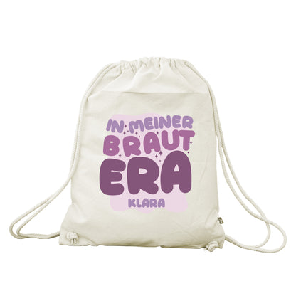 JGA Baumwoll-Rucksack mit Wunschname für die Braut-to-be | Schwarz & Natur