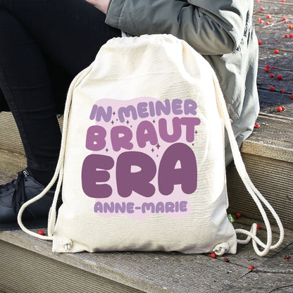 JGA Baumwoll-Rucksack mit Wunschname für die Braut-to-be | Schwarz & Natur