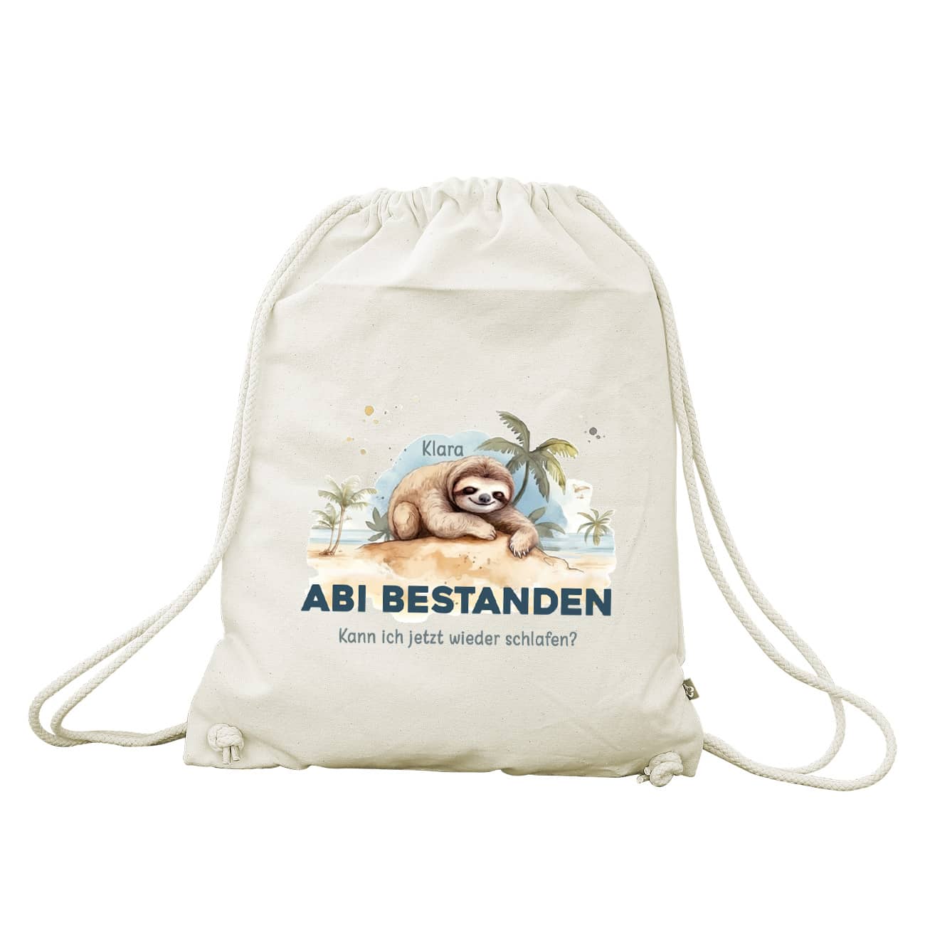 ABI & Schulabschluss - lustiger Baumwoll-Rucksack mit Faultier