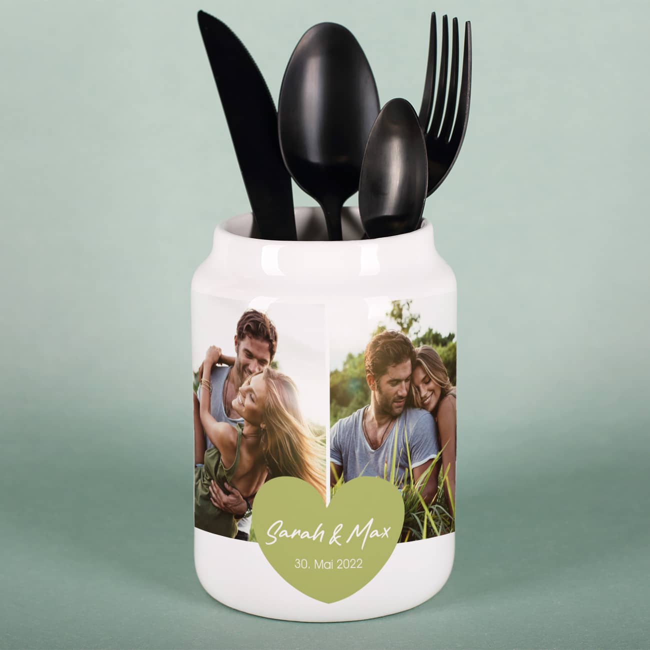 Besteckhalter mit Ihren zwei Lieblingsfotos bedruckt
