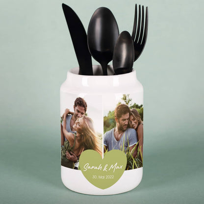 Besteckhalter mit Ihren zwei Lieblingsfotos bedruckt