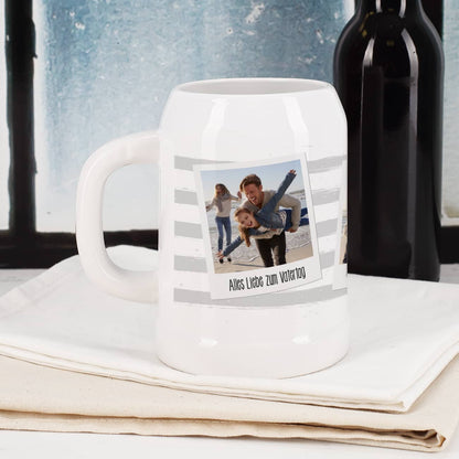 Bierkrug mit Ihren drei Lieblingsfotos und Wunschtexten