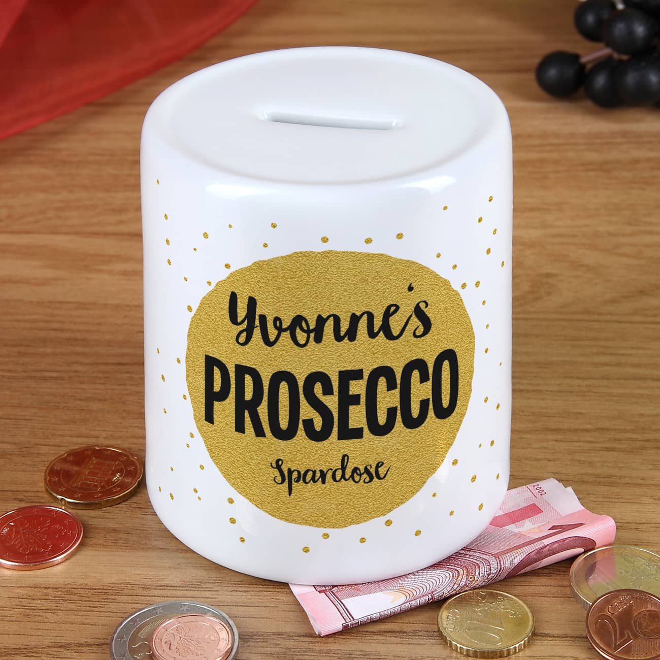 originelle Keramik-Spardose mit Name und Wunschtext