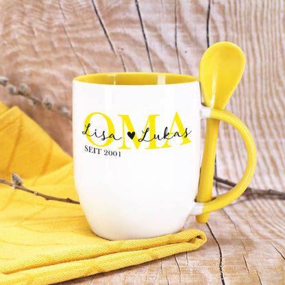 OMA-Schriftzug mit Text und Jahr personalisiert