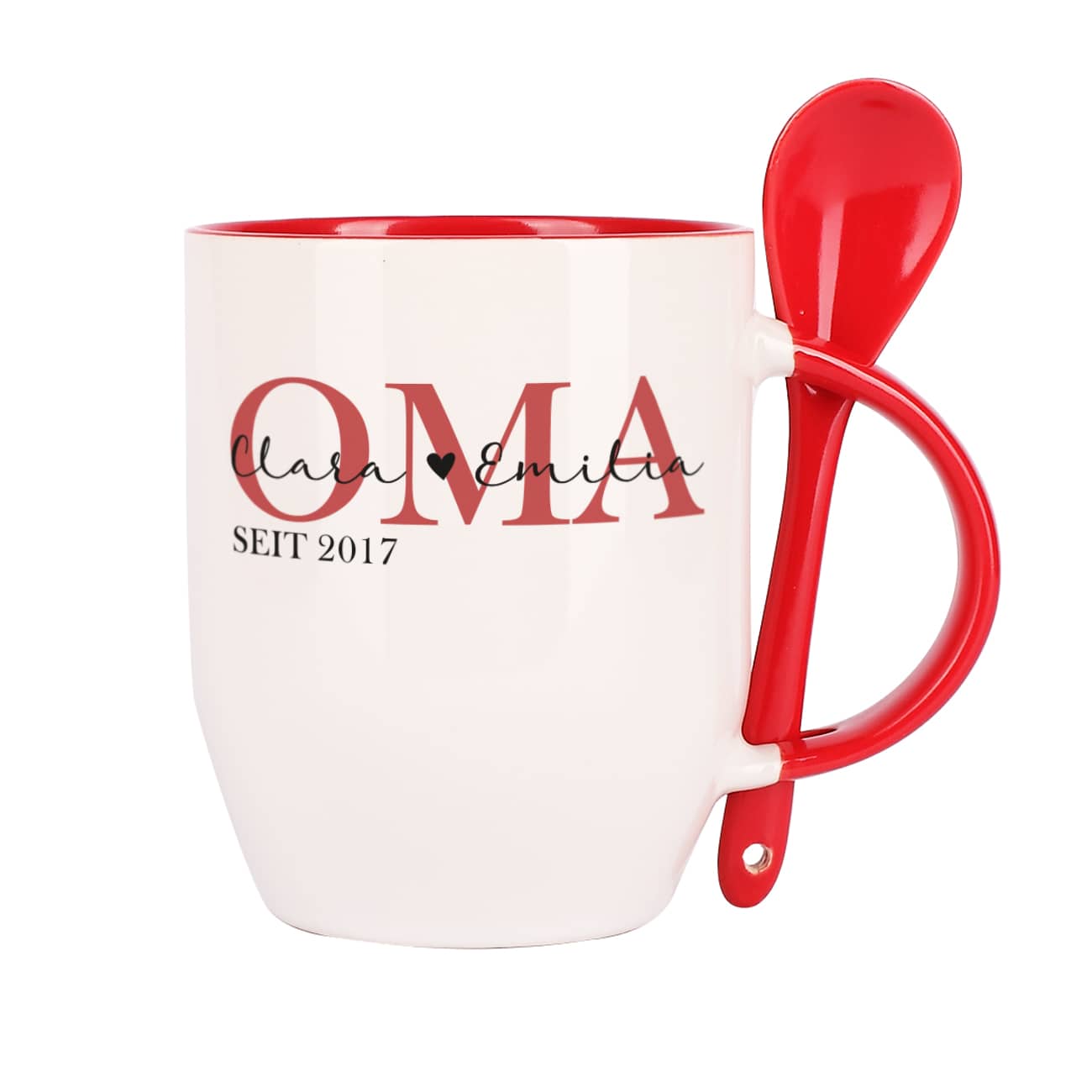 Löffeltasse mit personalisiertem Druck für Oma