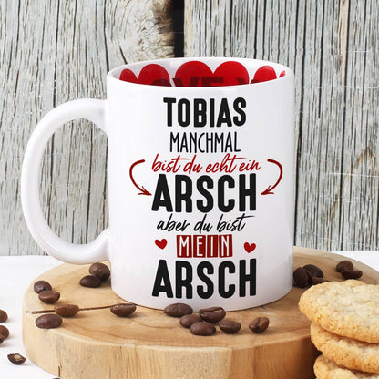 Tasse zum Valentinstag für Männer mit Name personalisiert