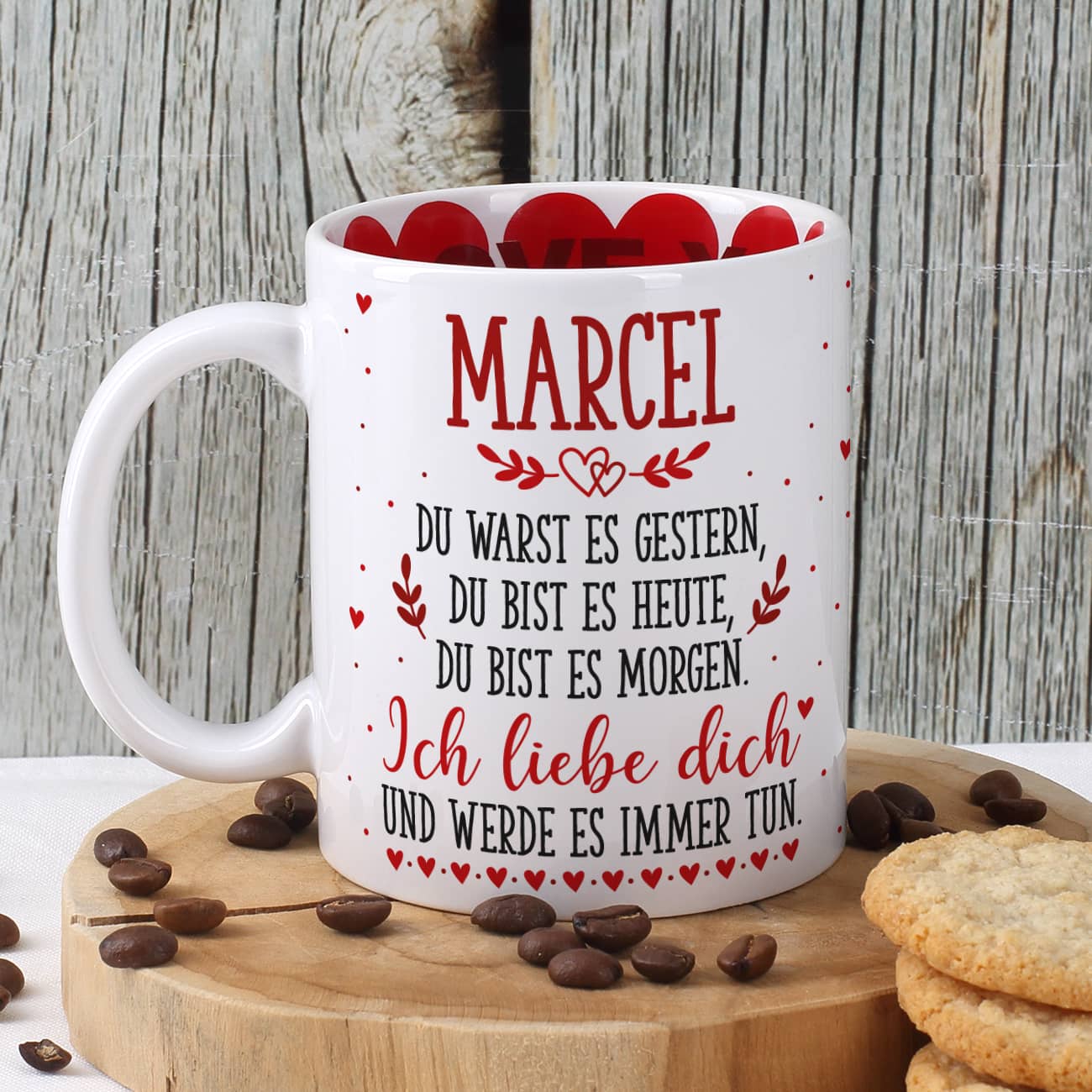 Ich liebe dich für immer - Tasse zum Valentinstag mit Namensaufdruck