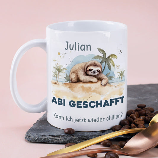 ABI - Tasse mit Faultier, Name und Wunschtext