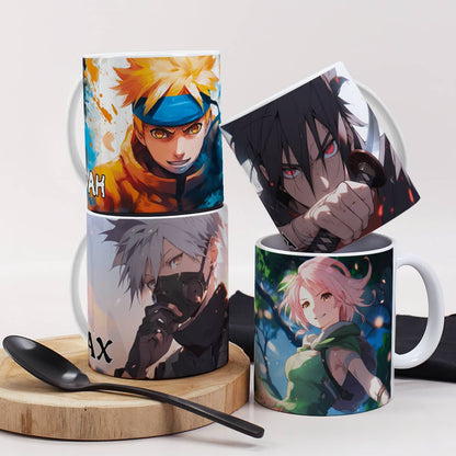 Rundum bedruckte Anime-Tasse mit coolen Figuren und Name bedruckt