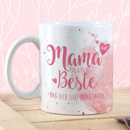 Tasse "Mama Du bist die Beste" in Rosa
