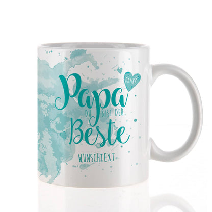 Tasse "Papa Du bist der Beste" in türkis