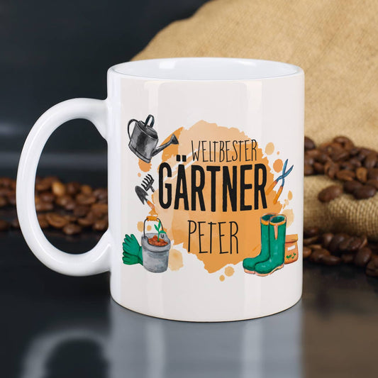 Tasse mit Name für den weltbesten Gärtner