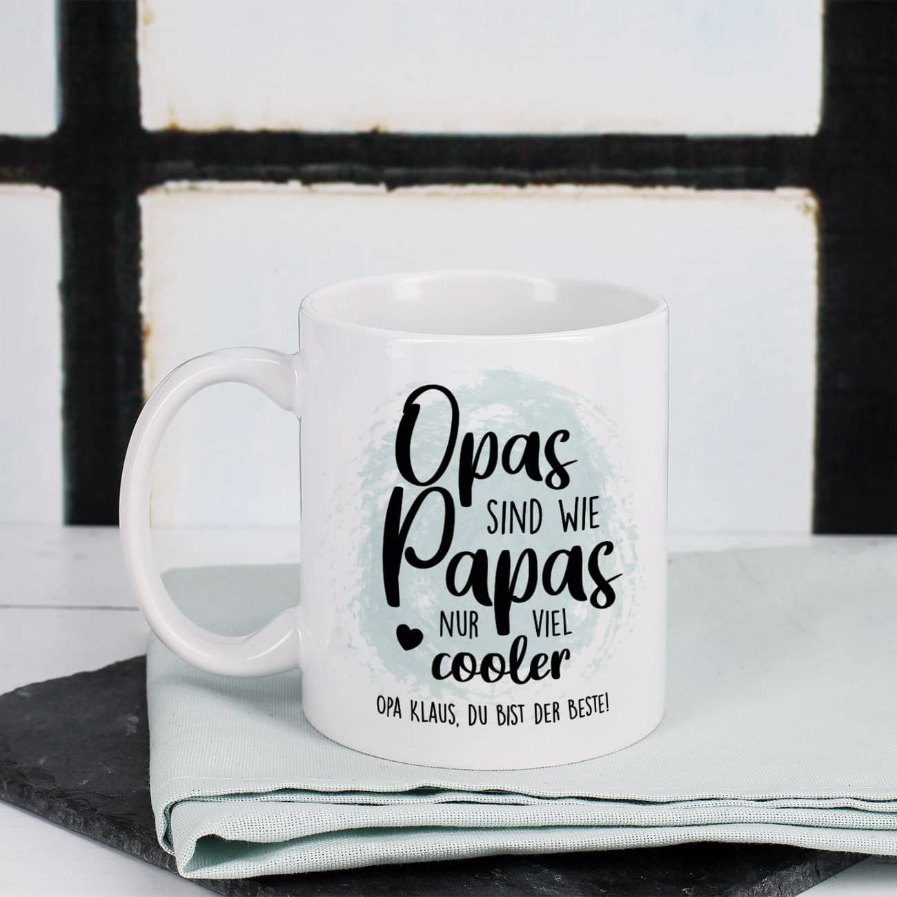 Tasse für Opa von zwei Seiten bedruckt
