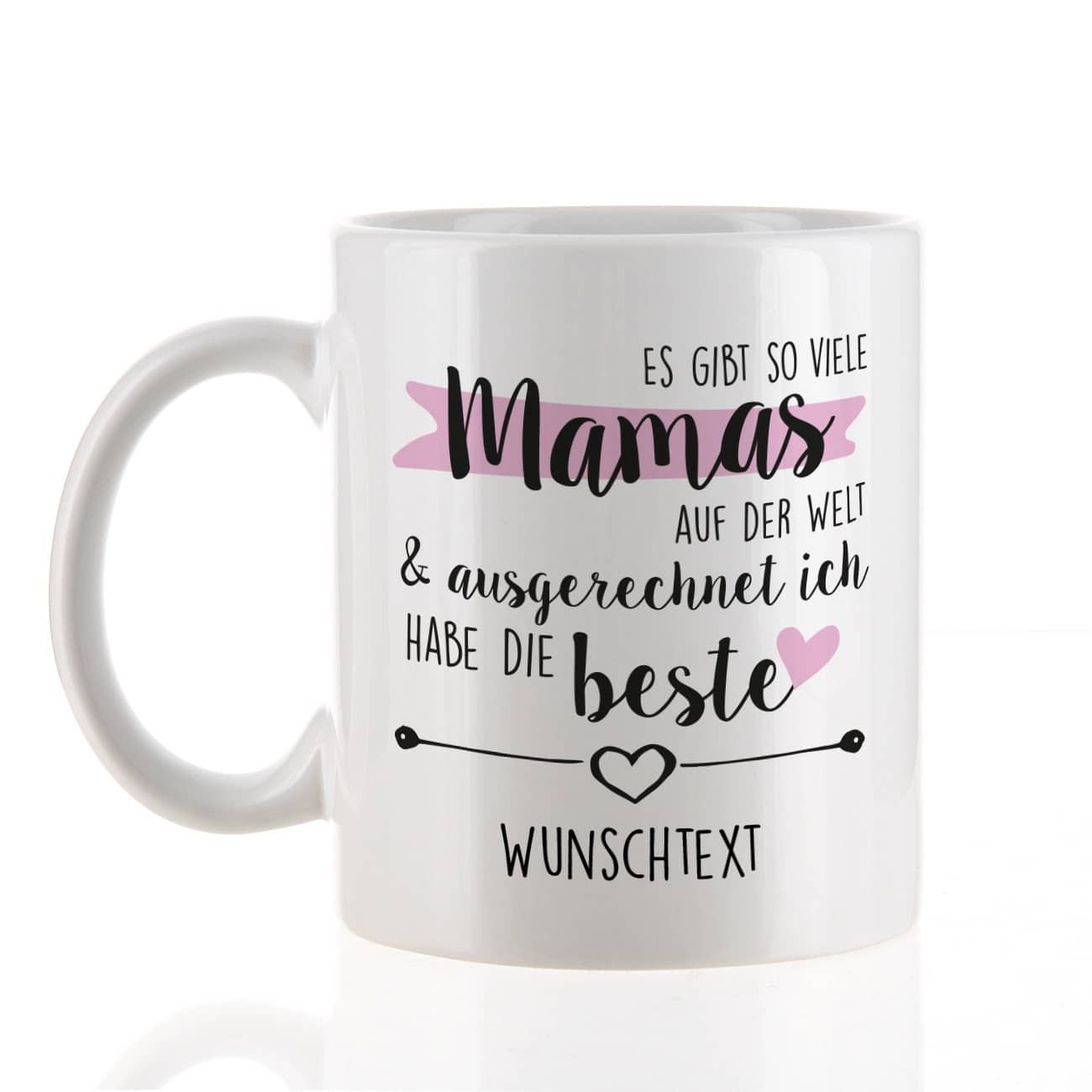 Weißer Keramikbecher zum Muttertag mit Ihrem Wunschtext gestaltet