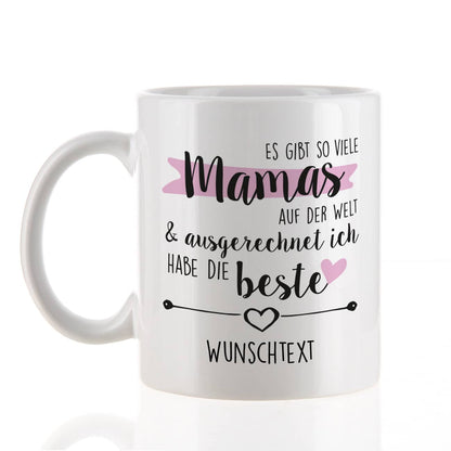 Weißer Keramikbecher zum Muttertag mit Ihrem Wunschtext gestaltet