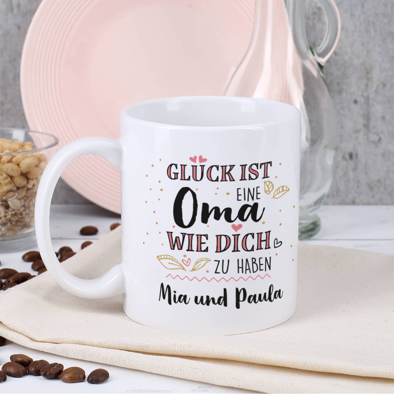 Glück ist eine Oma wie dich zu haben - Tasse mit Wunschtext