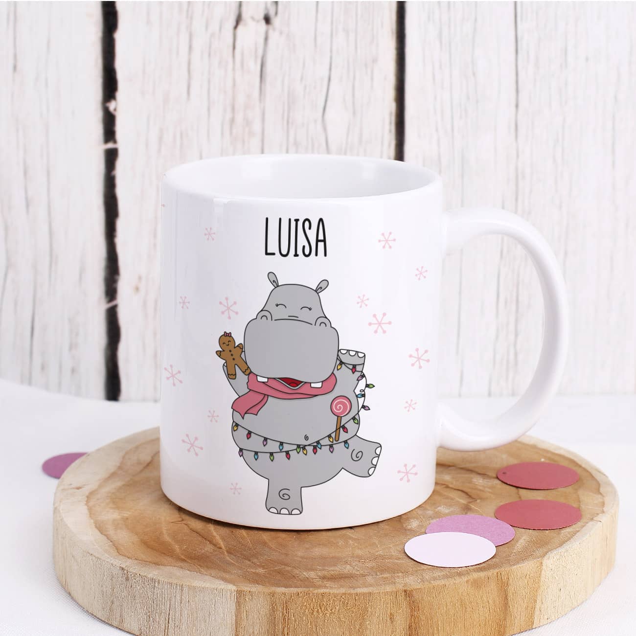 Nilpferd Tasse zu Weihnachten mit Name personalisiert