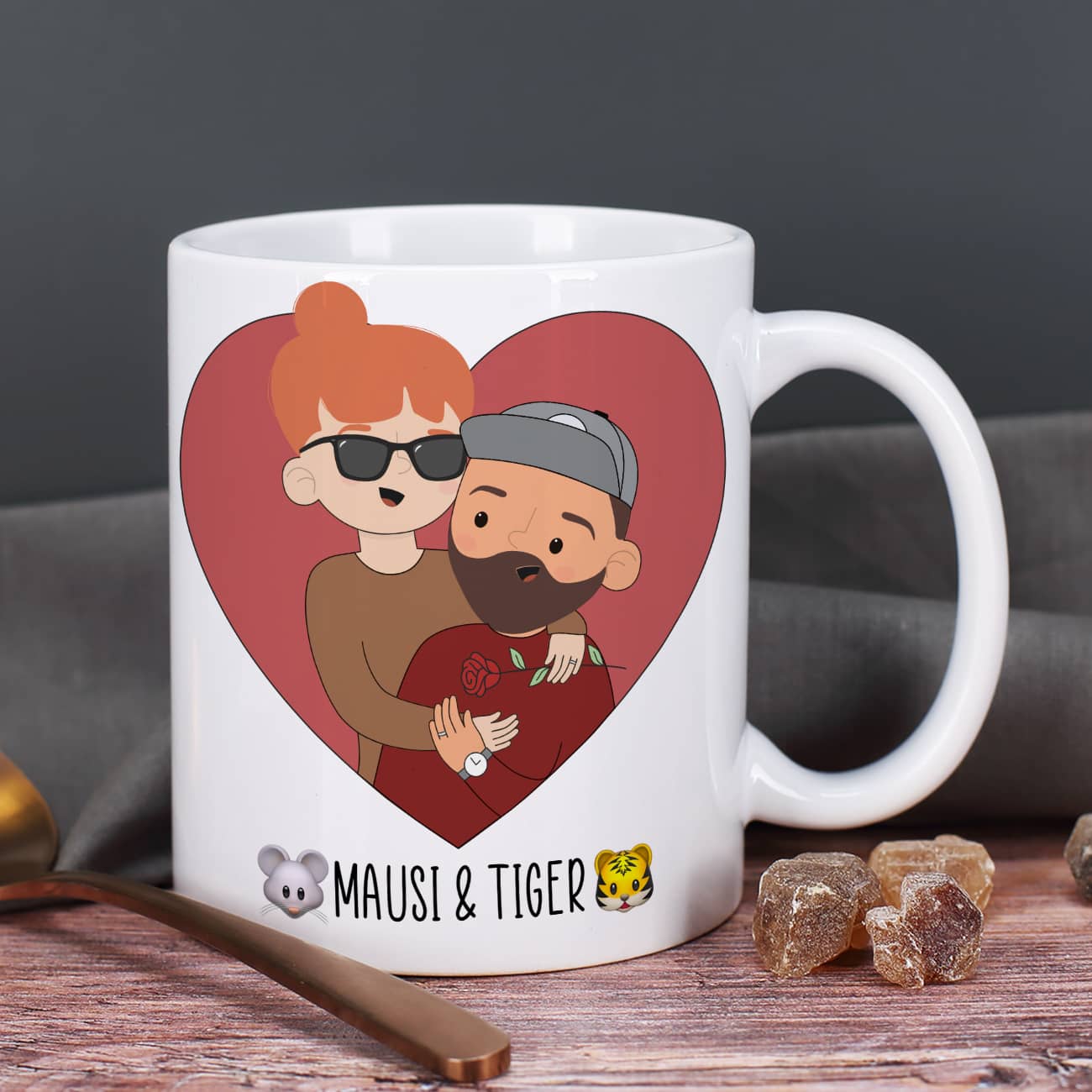 Pärchen Tasse mit auswählbaren Figuren zum Valentinstag