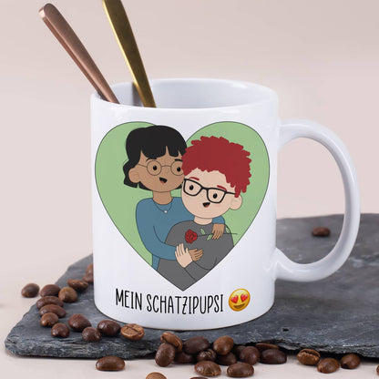 Tasse zum Valentinstag mit auswählbaren Figuren