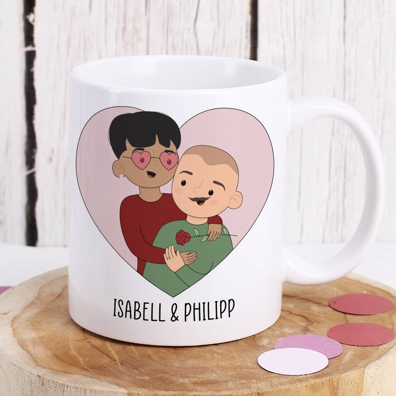 Pärchen Tasse mit auswählbaren Figuren zum Valentinstag